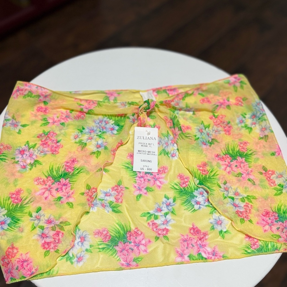 Zuliana Tropical Floral Sarong in Yellow and Pink